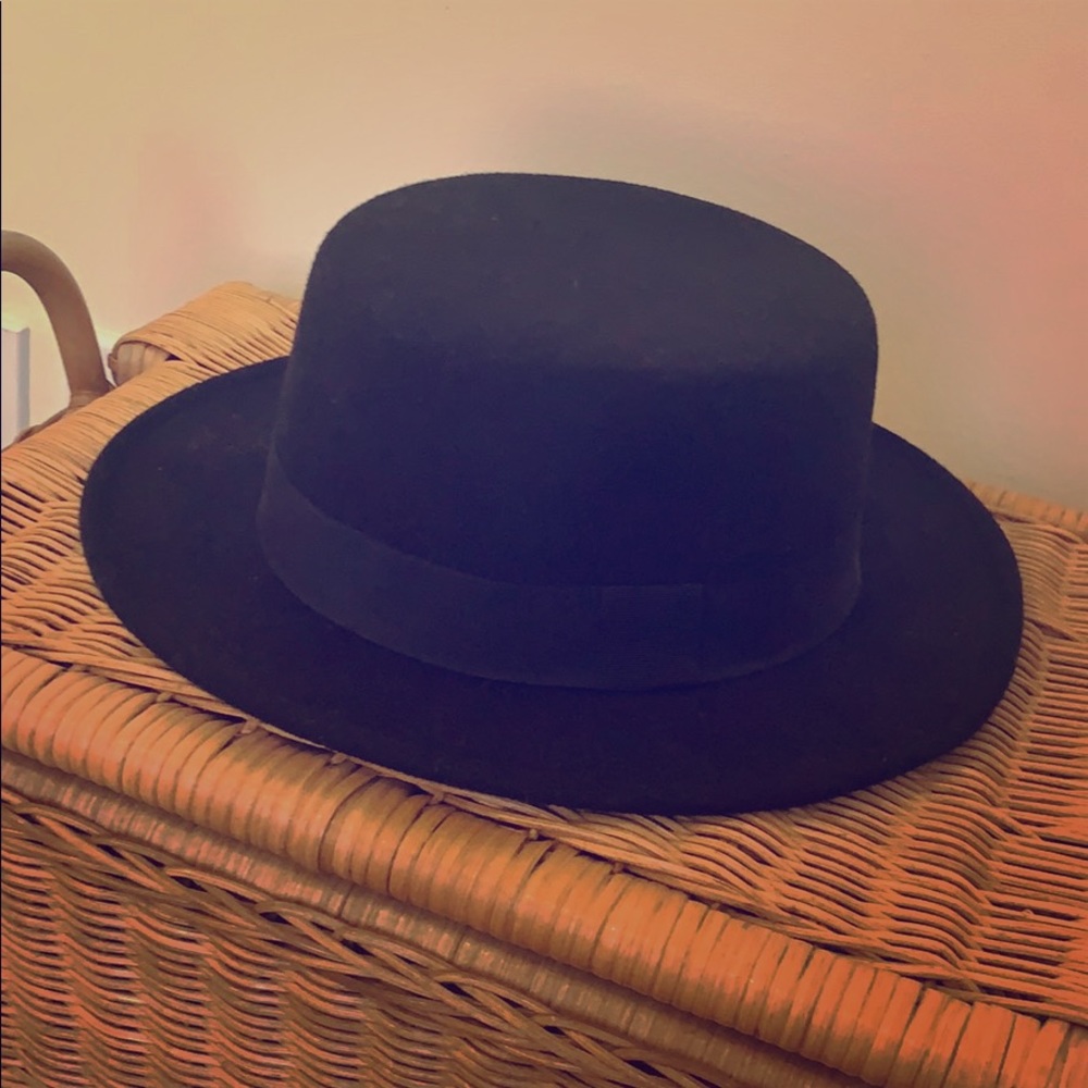 Black Flat Brim Hat